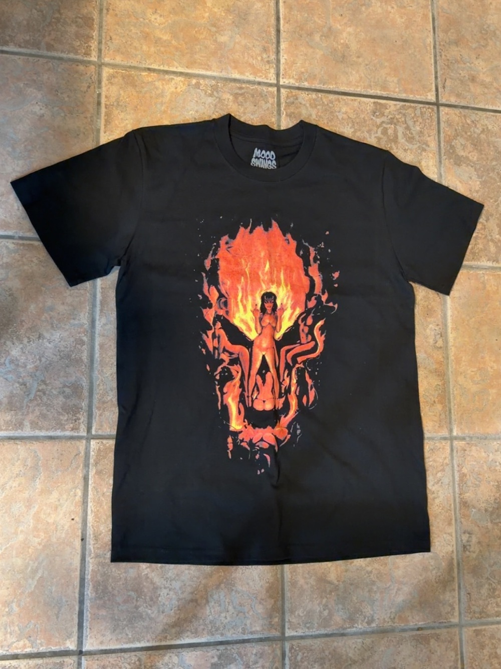 Mood Swing Black Graphic Flame Tee